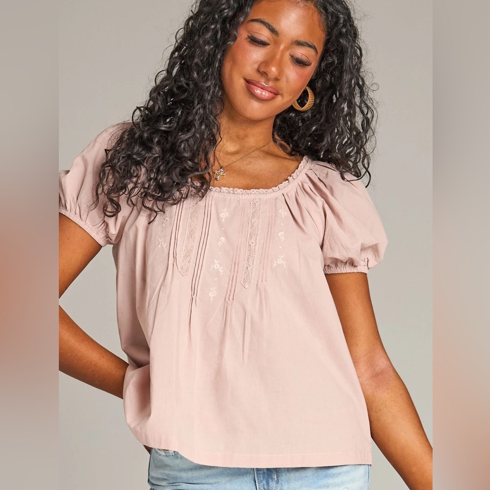 Bates Sisters Boutique Dainty Rose Lace Top